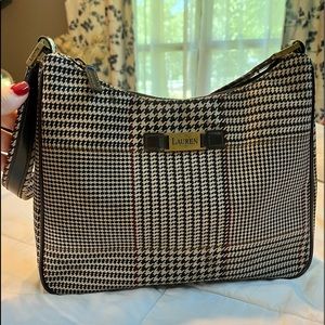 MAKE AN OFFER. Vintage/Antique Ralph Lauren houndstooth and leather purse